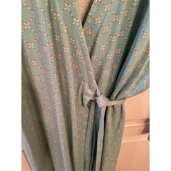 J. McLaughlin Silk Wrap Dress Sz L Robyn Egg Blue - Picture 3 of 9